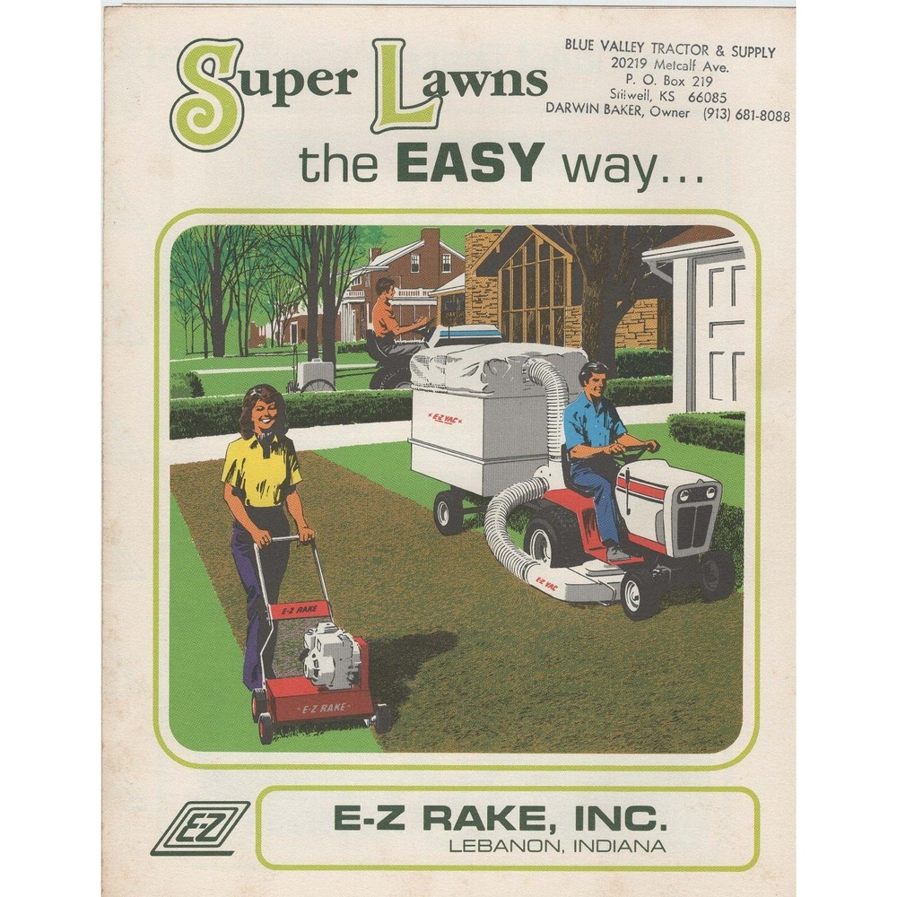 Vintage 1981 E-Z Rake Super Lawns Sales Brochure Vacuum Thatcher Lebanon Indiana